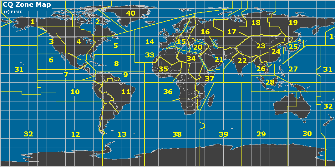 CQ Zone Map (c)EI8IC